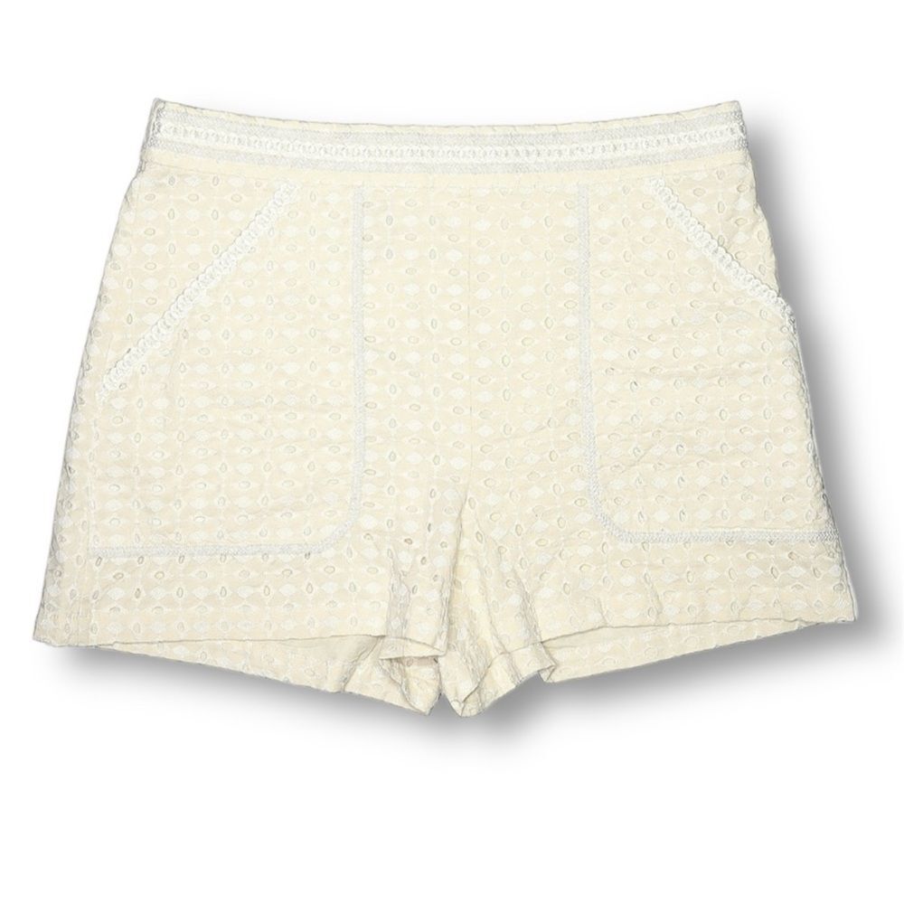 Zara Cream Eyelet Cotton Lace Shorts